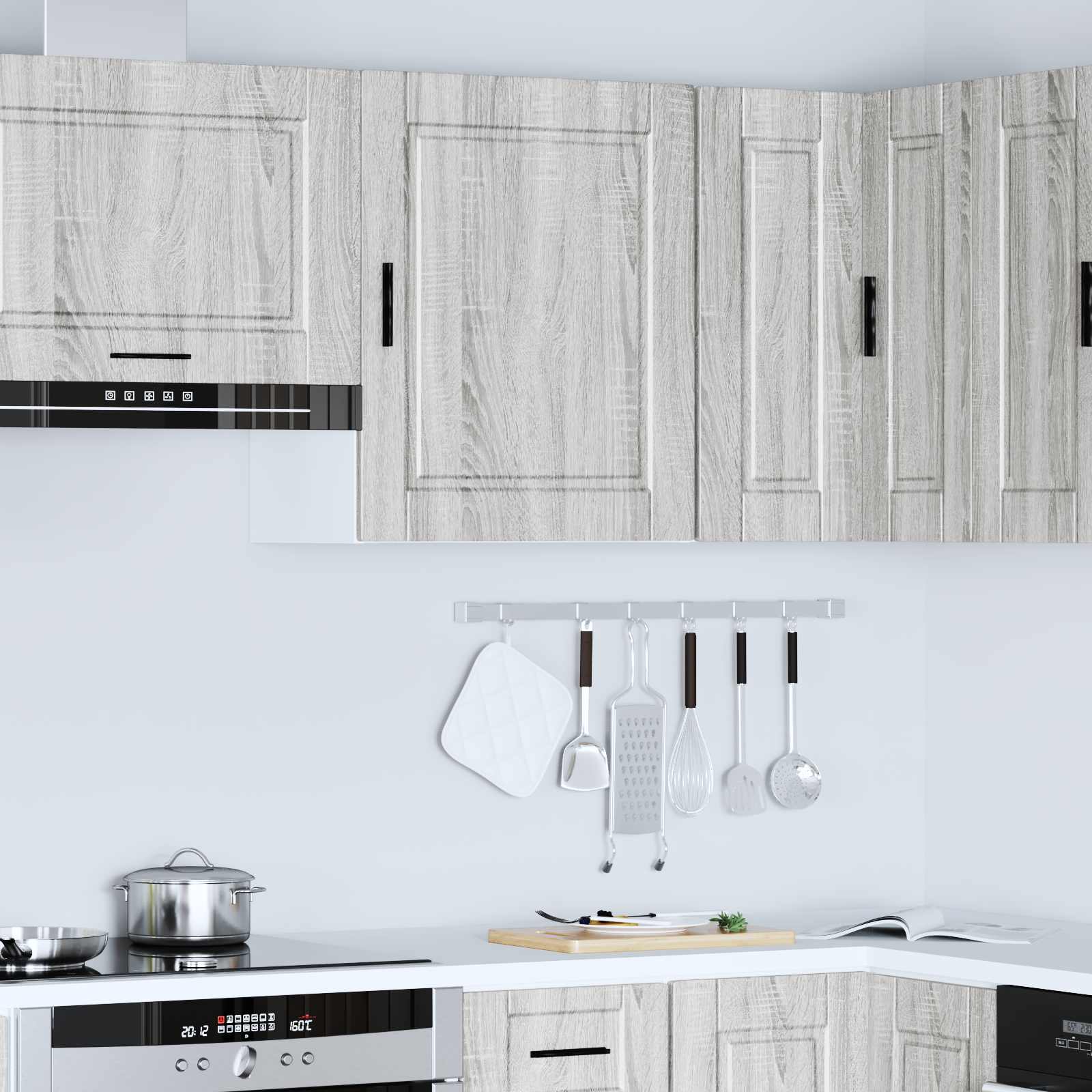 vidaXL Keukenbovenkast Porto bewerkt hout grijs sonoma eiken, foto 4