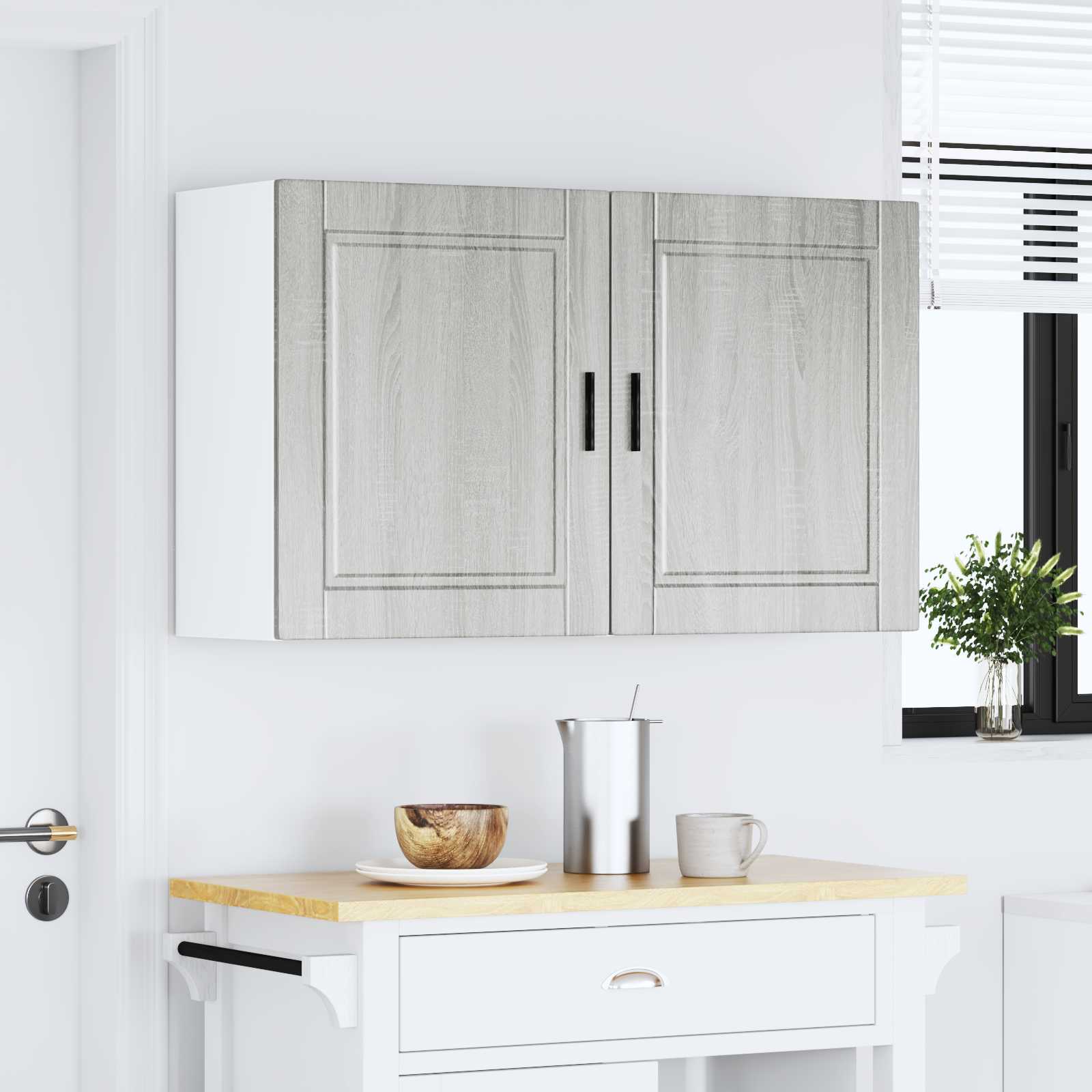 vidaXL Keukenbovenkasten 2 st Porto bewerkt hout grijs sonoma eiken, foto 2