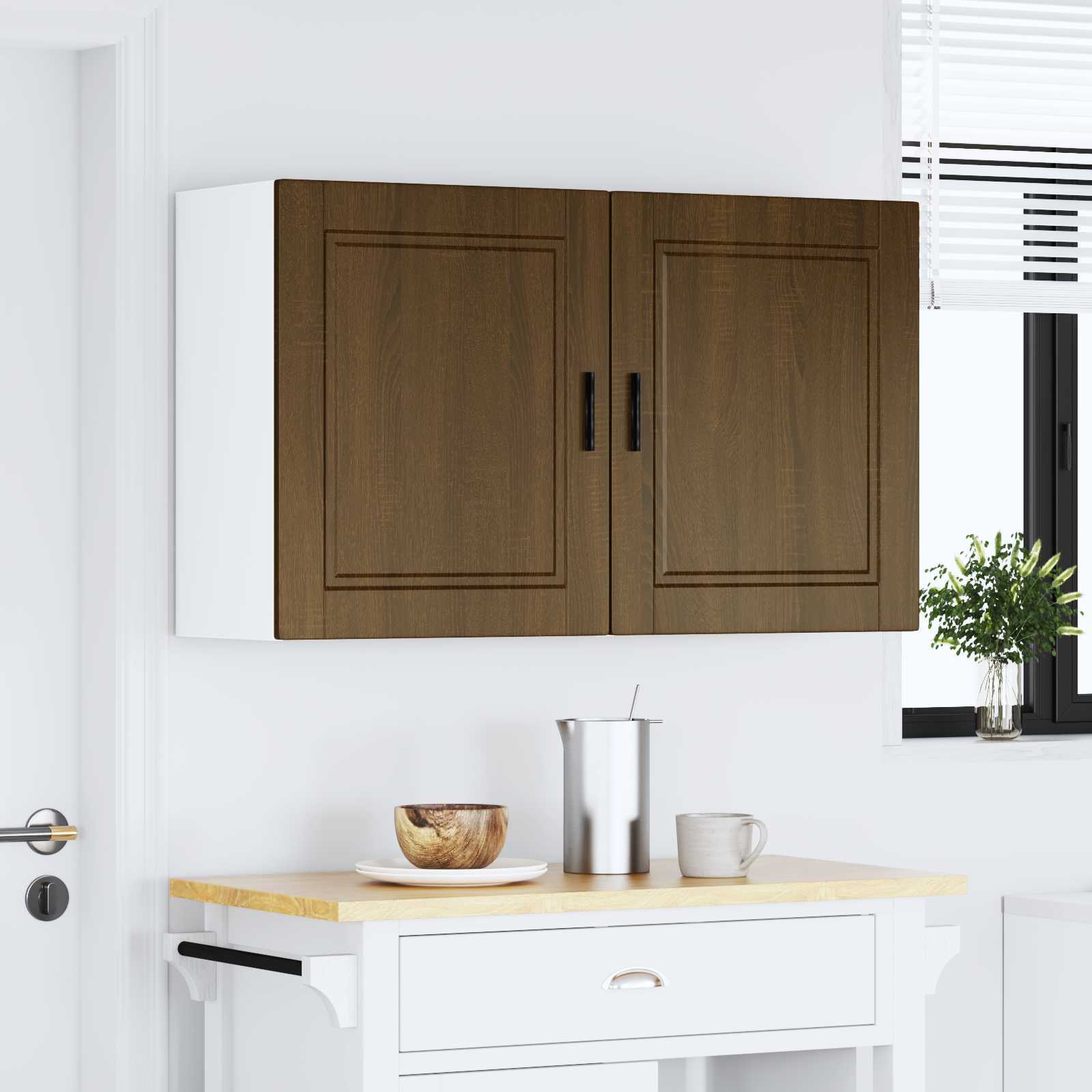 vidaXL Keukenbovenkasten 2 st Porto bewerkt hout bruin eikenkleur, foto 2