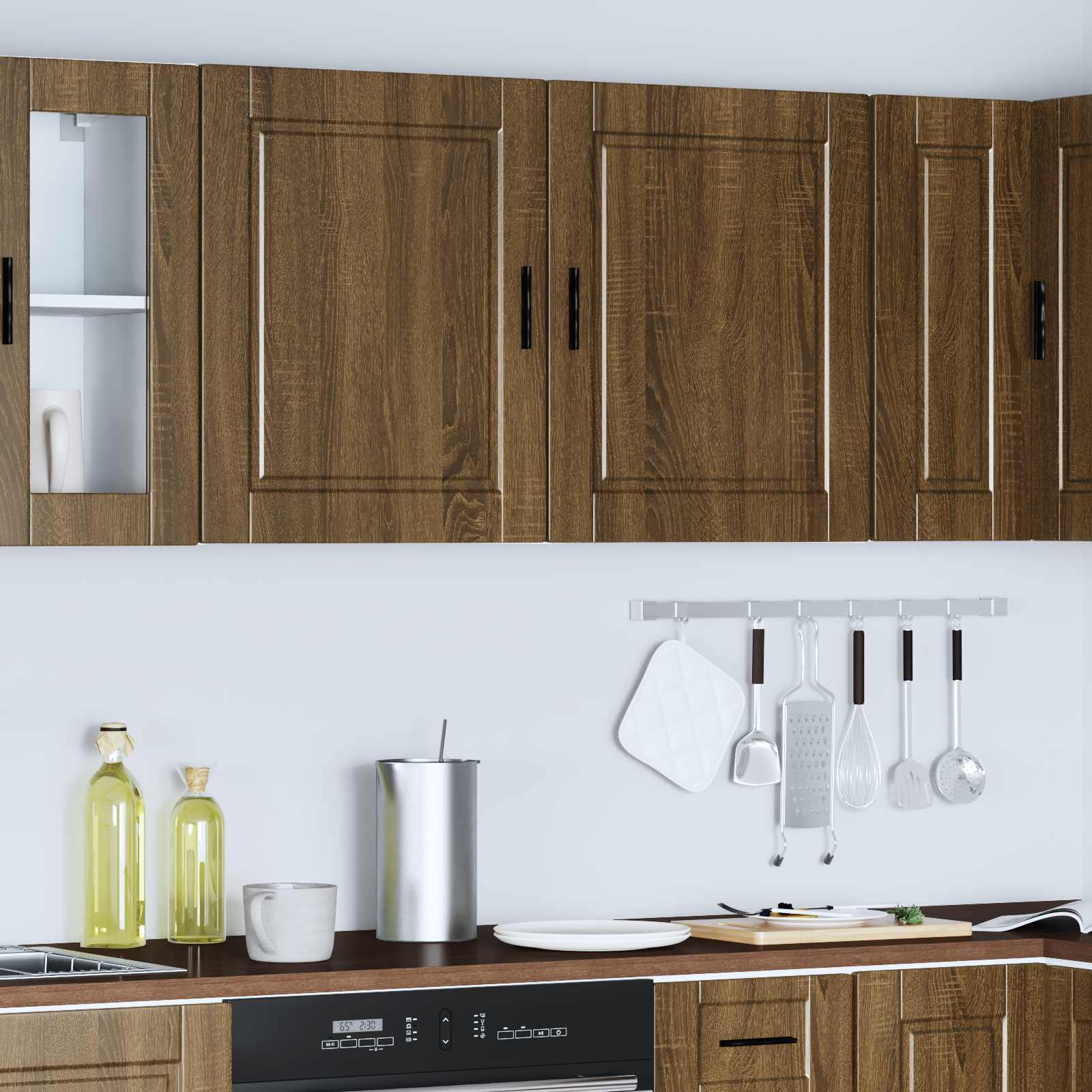 vidaXL Keukenbovenkasten 2 st Porto bewerkt hout bruin eikenkleur, foto 4