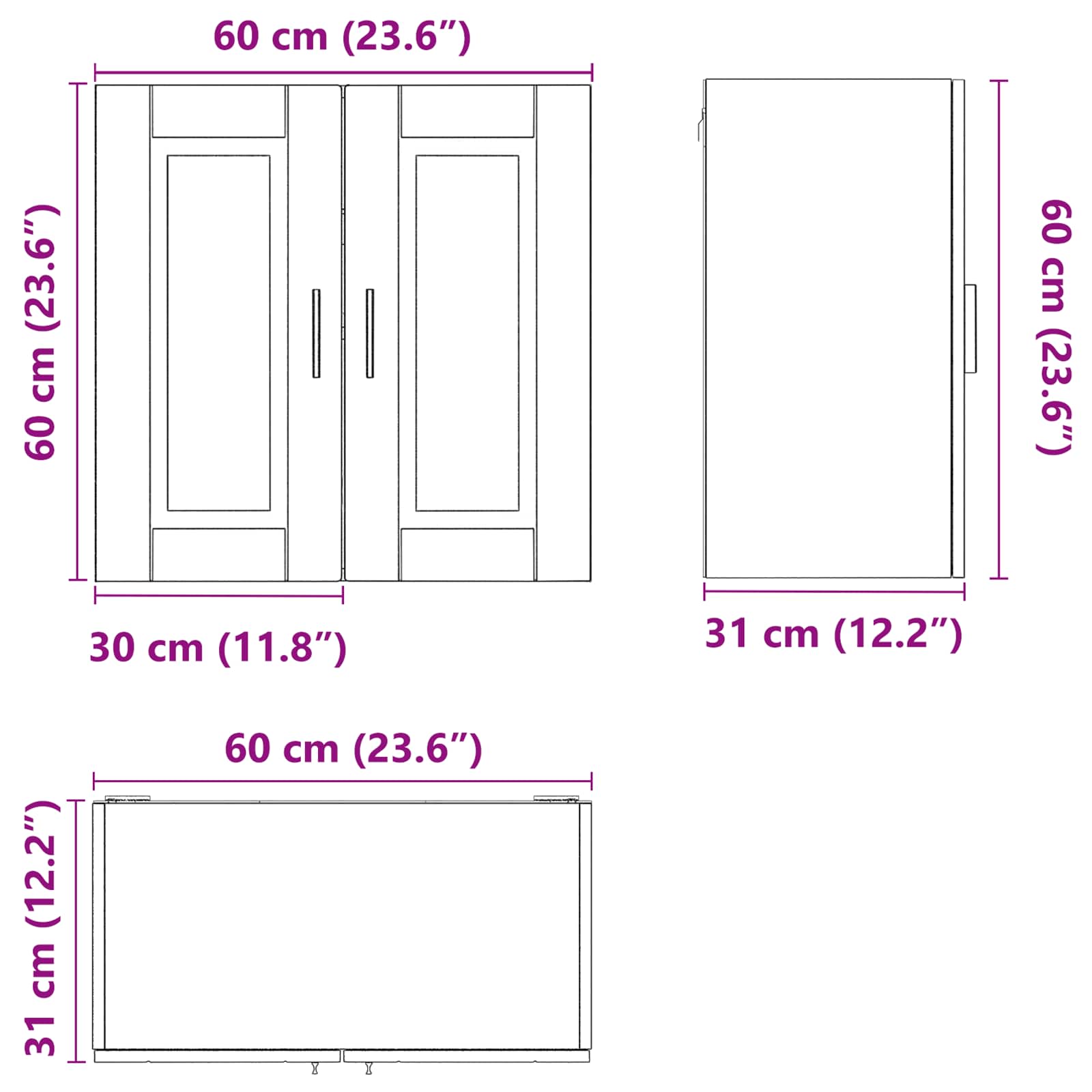 Kitchen Wall Cabinet "Porto" size guide