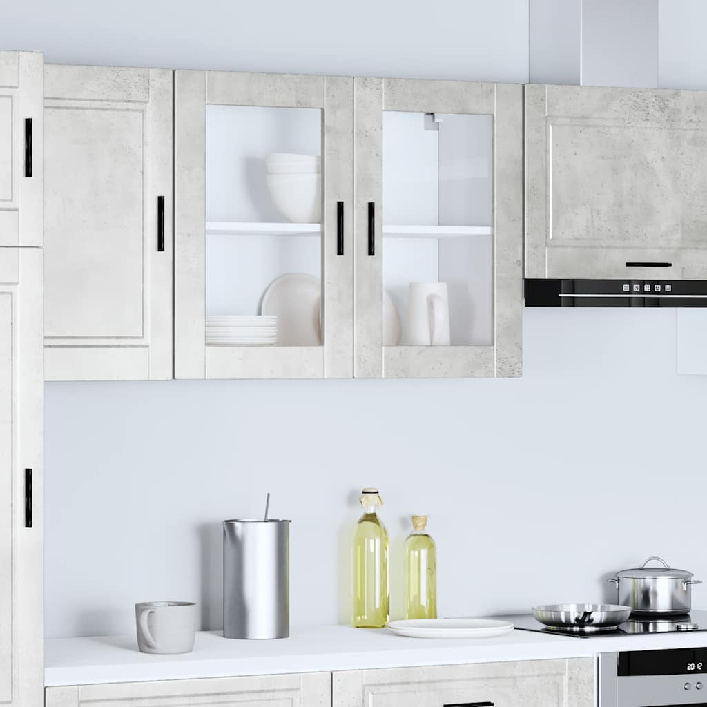 Thumbnail - vidaXL Küchen-Hängeschrank mit Glastür Porto Betongrau