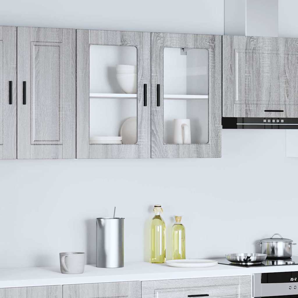 Thumbnail - vidaXL Küchen-Hängeschrank mit Glastür Porto Grau Sonoma