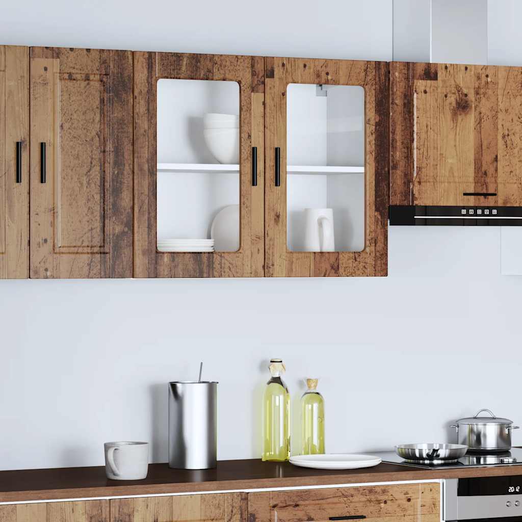 vidaXL Küchen-Hängeschrank mit Glastür Porto Altholz-Optik