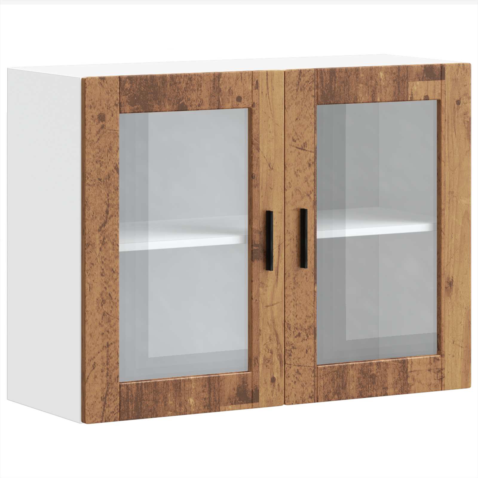 vidaXL Küchen-Hängeschrank mit Glastür Porto Altholz-Optik – Bild 8