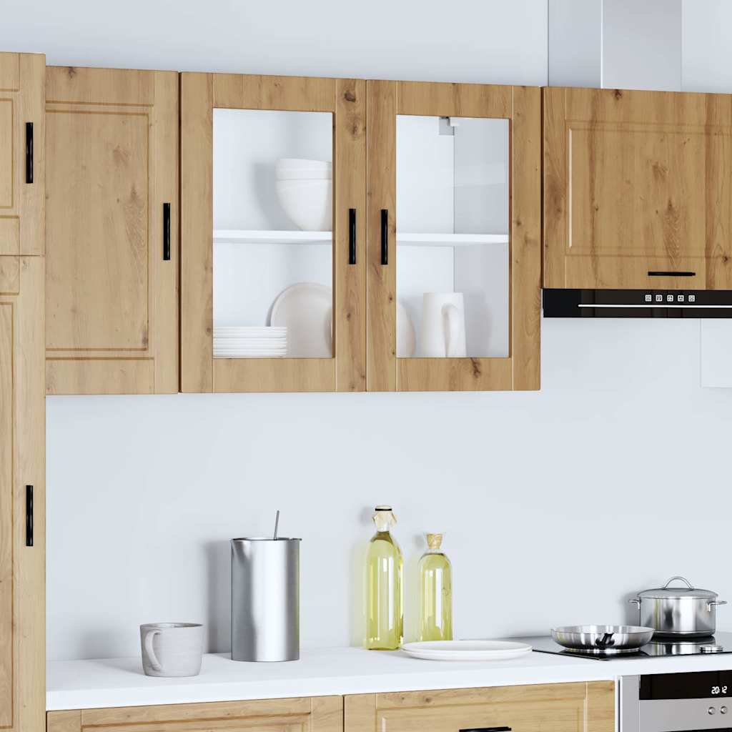 vidaXL Keukenwandkast met glazen deur Porto artisanaal eikenkleur