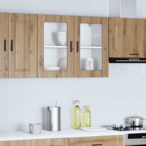 Kuhinjska stenska omarica steklenimi vrati Porto artisan hrast