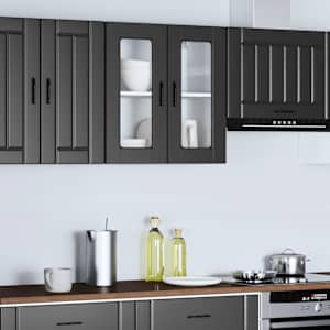 Kuhinjska stenska omarica steklenimi vrati Porto črn