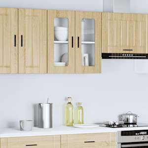 Kuhinjska stenska omarica steklenimi vrati Porto sonoma hrast