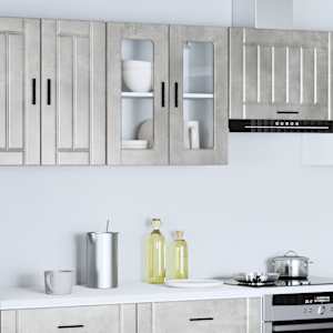 Kuhinjska stenska omarica steklenimi vrati Porto betonsko siv