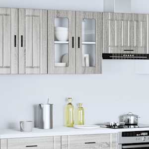 Kuhinjska stenska omarica steklenimi vrati Porto siva sonoma