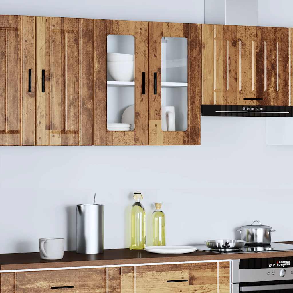 vidaXL Dulap de bucătărie cu ușă din sticlă din lemn vechi „Porto”.