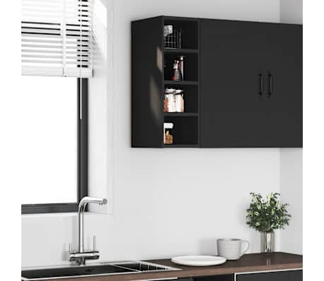 vidaXL Riippukaappi "Riga" musta 20x29,5x60 cm tekninen puu