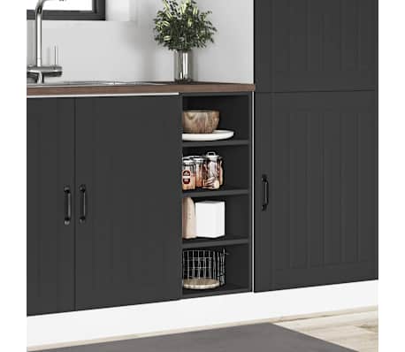 vidaXL Onderkast Riga 30x44,5x81,5 cm bewerkt hout zwart