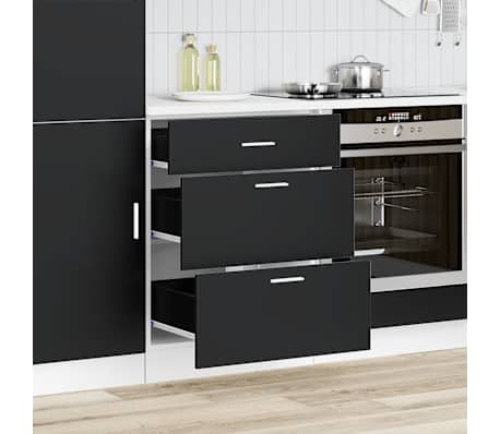 vidaXL Kitchen Base Cabinet Lyon Black Engineered Wood