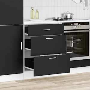 vidaXL Kitchen Base Cabinet Lyon Black Engineered Wood