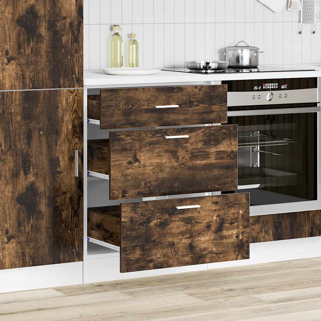 vidaXL Keuken onderkast Lyon bewerkt hout gerookt eikenkleurig afbeelding