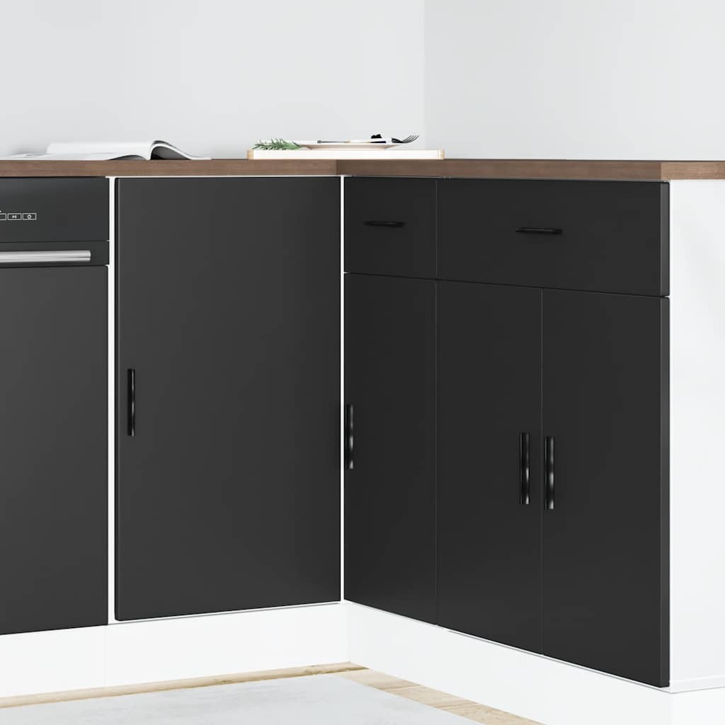 vidaXL Spülenunterschrank Lyon Schwarz Holzwerkstoff