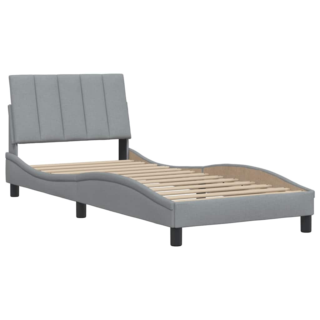 vidaXL Bedframe zonder matras "Hanko" 90x190 cm stof lichtgrijs grijs, foto 4