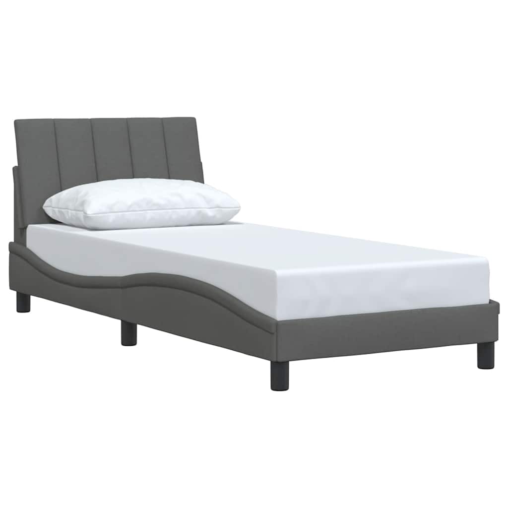 vidaXL Bedframe zonder matras 90x190 cm stof donkergrijs afbeelding