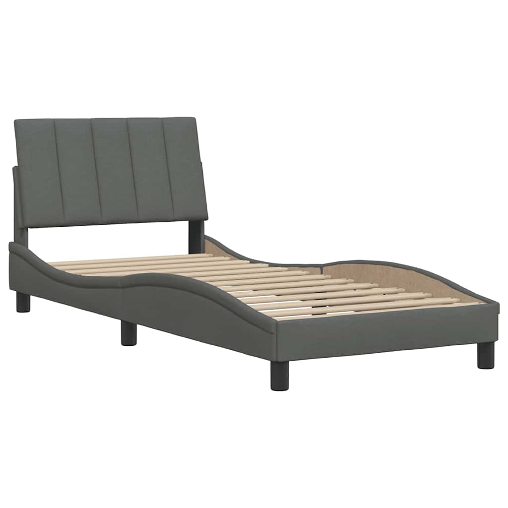 vidaXL Bedframe zonder matras "Hanko" 90x190 cm stof donkergrijs grijs, foto 4