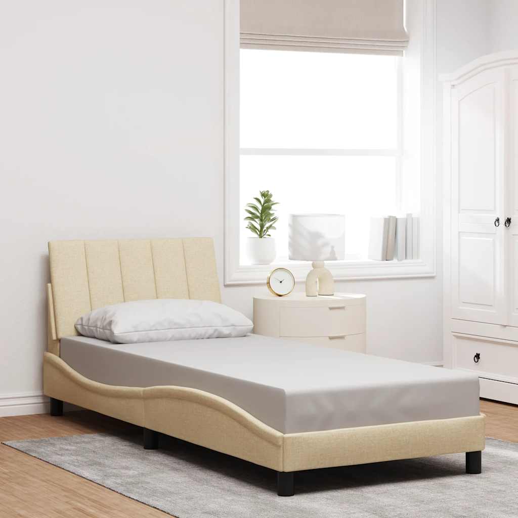 vidaXL Cadru de pat fără saltea cremă 90x190 cm țesătură