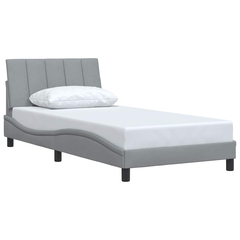 vidaXL Bedframe zonder matras 100x200 cm stof lichtgrijs afbeelding