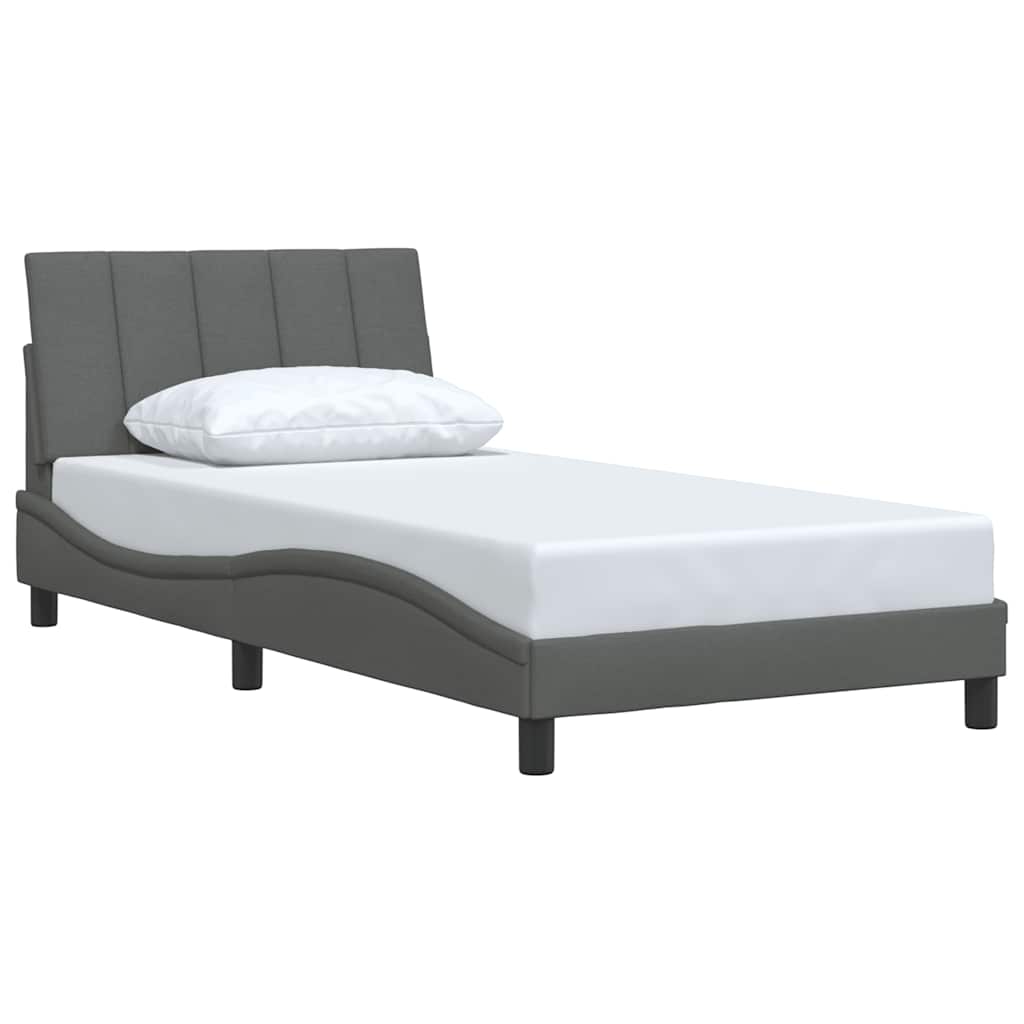 vidaXL Bedframe zonder matras 100x200 cm stof donkergrijs afbeelding