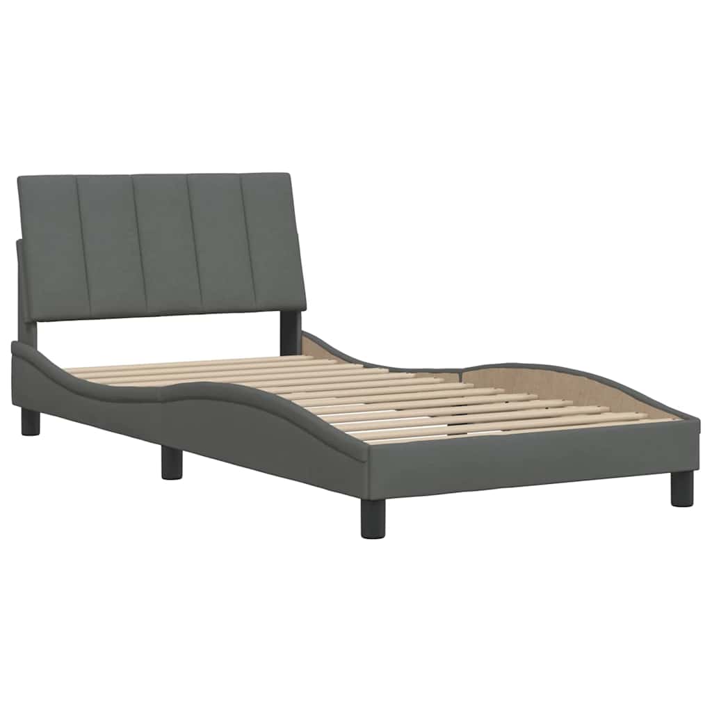 vidaXL Bedframe zonder matras "Hanko" 100x200 cm stof donkergrijs grijs, foto 4