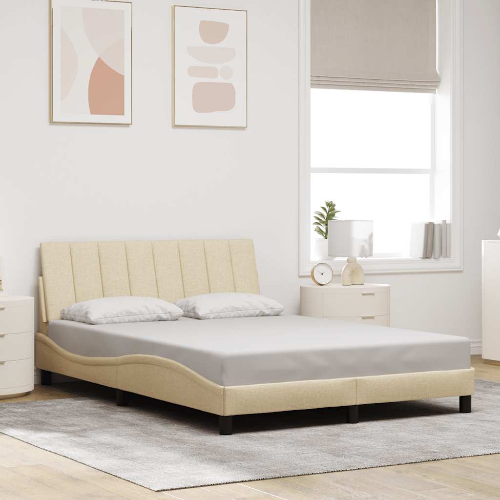 vidaXL Cadru de pat fără saltea, Hanko, crem, 120x200 cm, textil