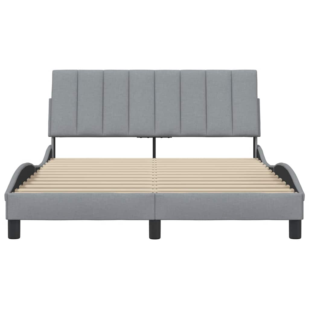 vidaXL Bedframe zonder matras "Hanko" stof lichtgrijs 140x190 cm grijs, foto 4