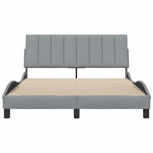 Rám postele bez matrace Hanko světle šedý 140 x 190 cm textil - obrázek 4
