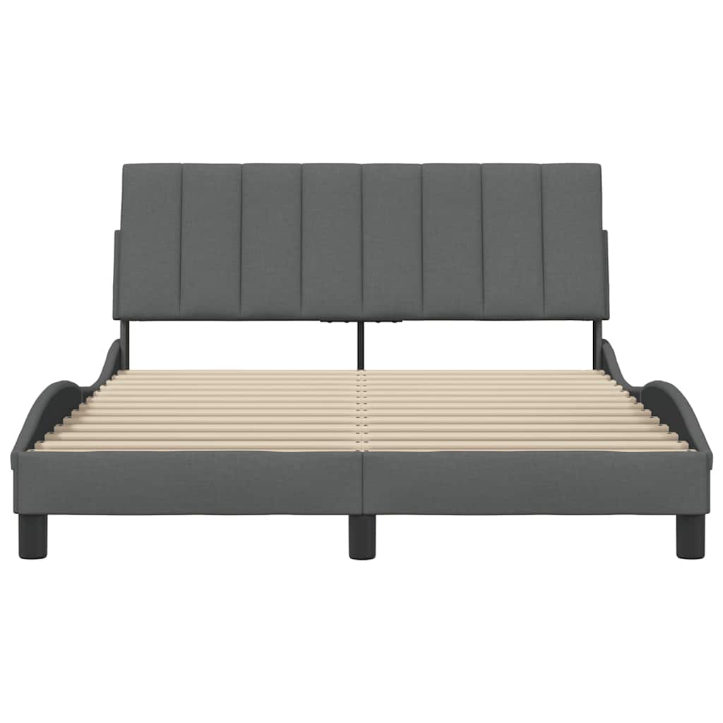 vidaXL Bedframe zonder matras "Hanko" stof donkergrijs 140x190 cm grijs, foto 4