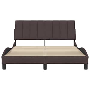 Rám postele bez matrace Hanko tmavě hnědý 140 x 190 cm textil - obrázek 4