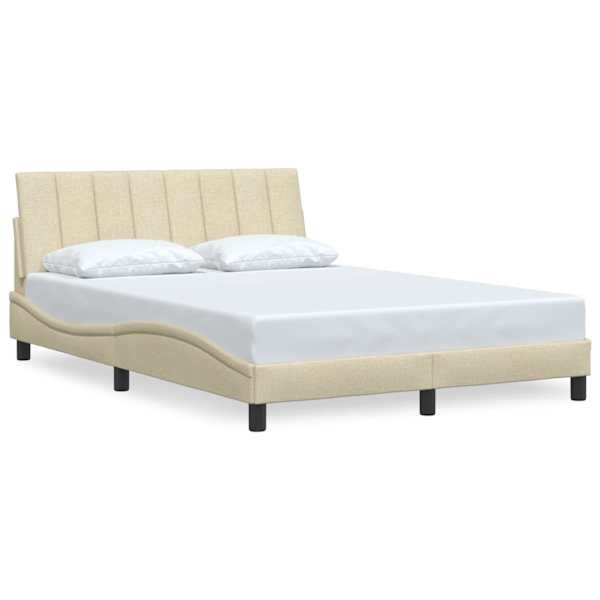 vidaXL voodiraam ilma madratsita Hanko, kreemjas, 140x190 cm, kangas