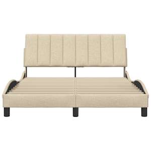 Rám postele bez matrace Hanko krémový 140 x 190 cm textil - obrázek 4
