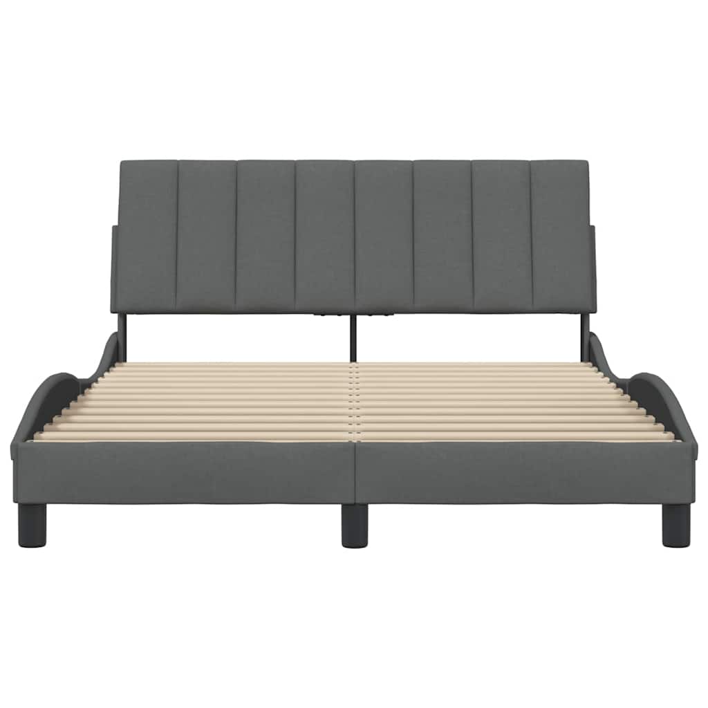 vidaXL Bedframe zonder matras "Hanko" stof donkergrijs 140x200 cm grijs, foto 4