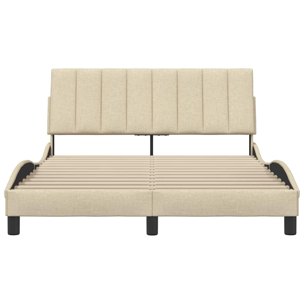 vidaXL Bedframe zonder matras "Hanko" stof crèmekleurig 140x200 cm, foto 4