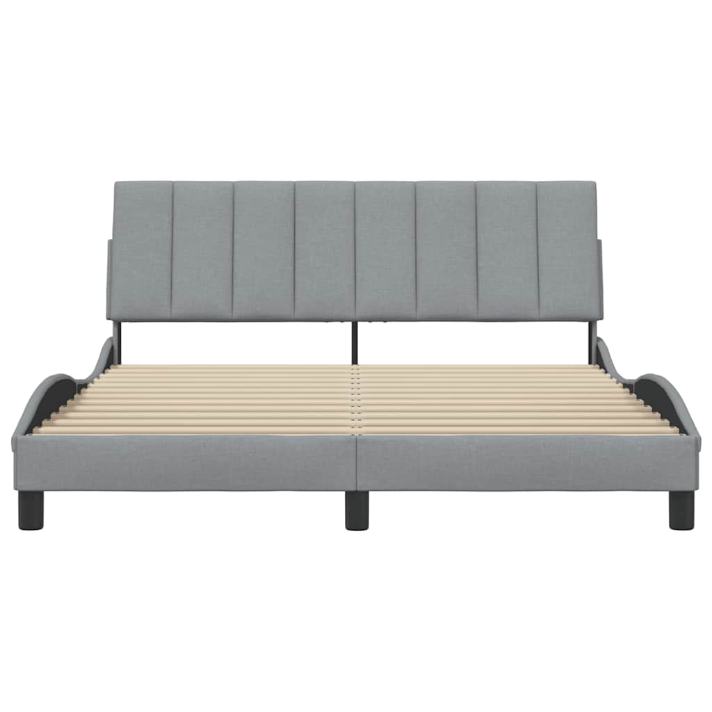 vidaXL Bedframe zonder matras "Hanko" stof lichtgrijs 160x200 cm grijs, foto 4