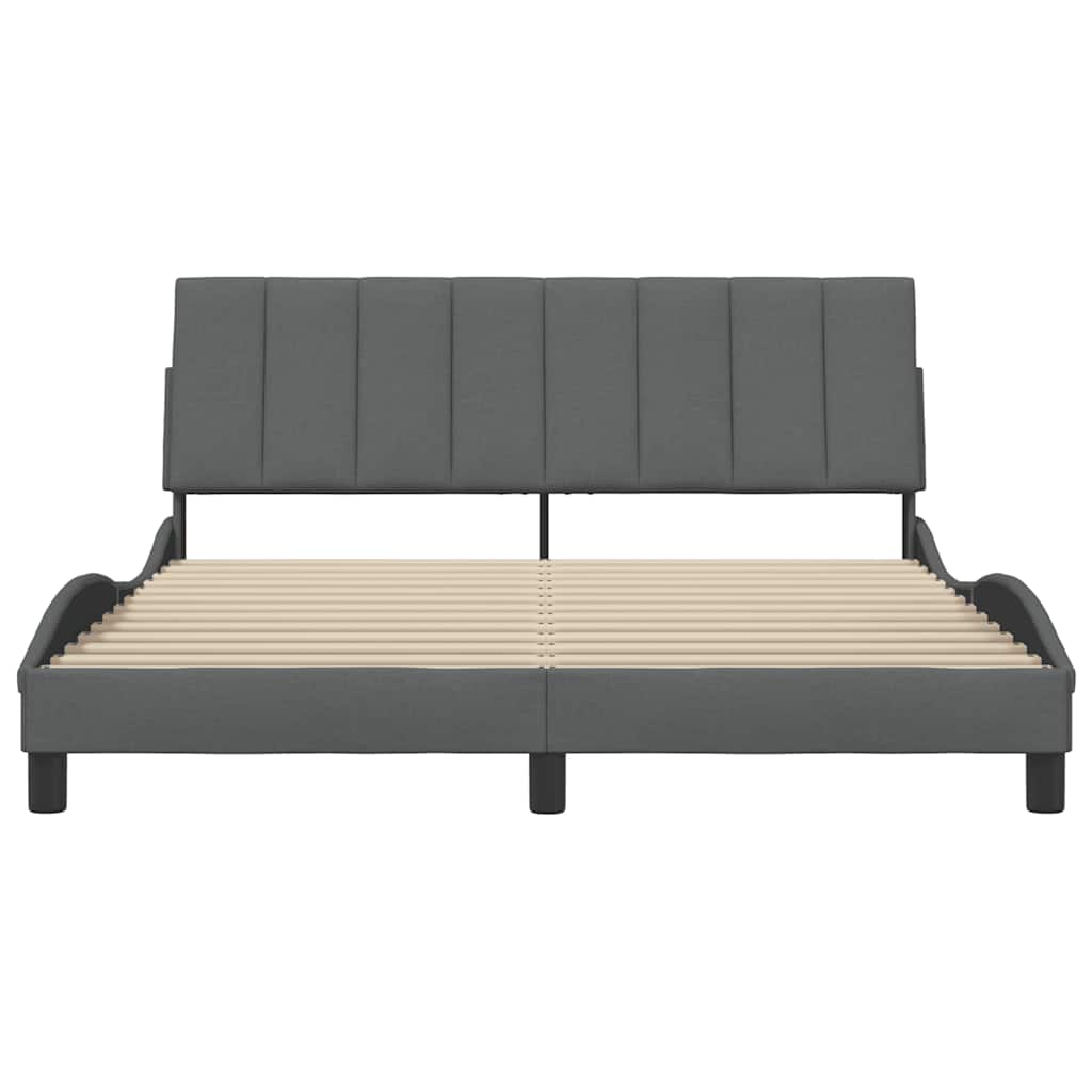 vidaXL Bedframe zonder matras "Hanko" stof donkergrijs 160x200 cm grijs, foto 4