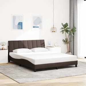 Rám postele bez matrace Hanko tmavě hnědý 160 x 200 cm textil - obrázek 1