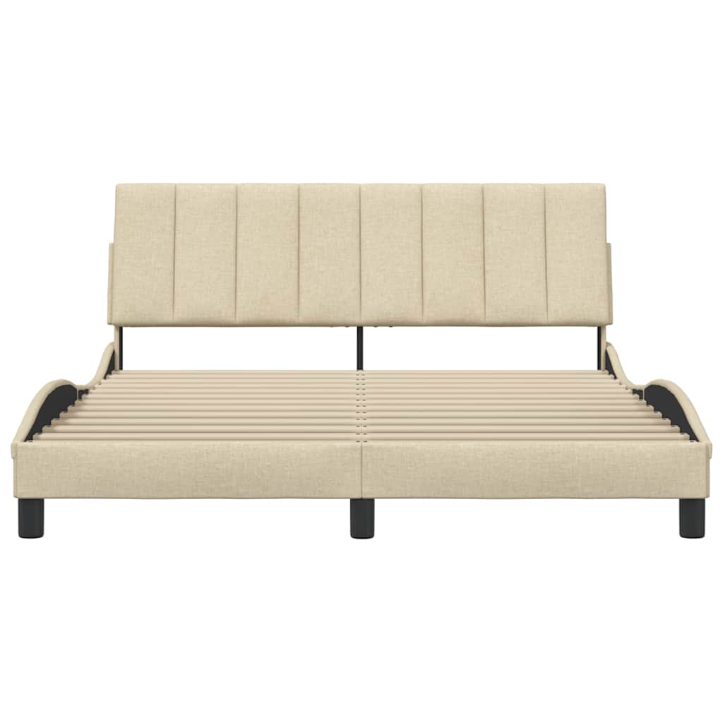 vidaXL Bedframe zonder matras "Hanko" stof crèmekleurig 160x200 cm, foto 4