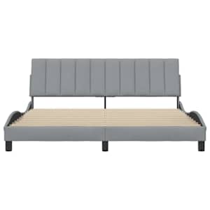 Rám postele bez matrace Hanko světle šedý 180 x 200 cm textil - obrázek 4