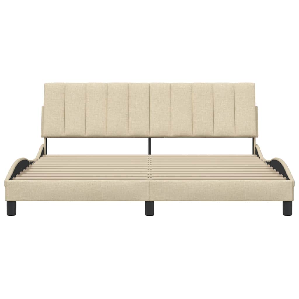 vidaXL Bedframe zonder matras "Hanko" stof crèmekleurig 180x200 cm, foto 4