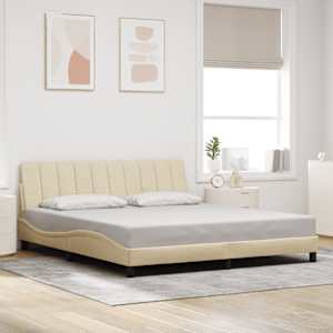 Rám postele bez matrace Hanko krémový 180 x 200 cm textil - obrázek 1