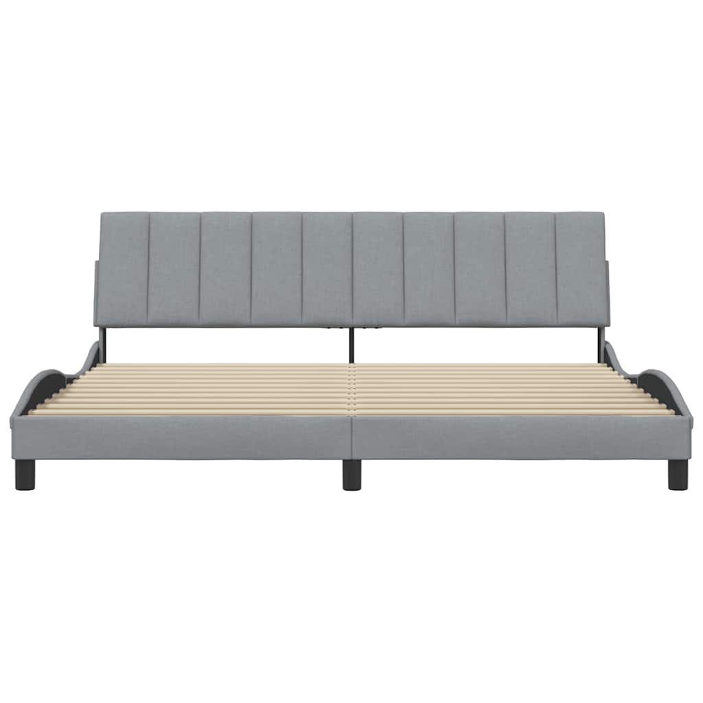 vidaXL Bedframe zonder matras "Hanko" stof lichtgrijs 200x200 cm grijs, foto 4