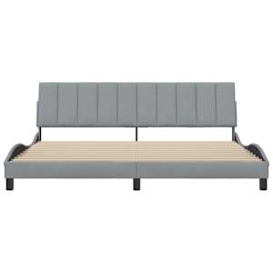 Rám postele bez matrace Hanko světle šedý 200 x 200 cm textil - obrázek 4