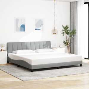 Rám postele bez matrace Hanko světle šedý 200 x 200 cm textil - obrázek 1