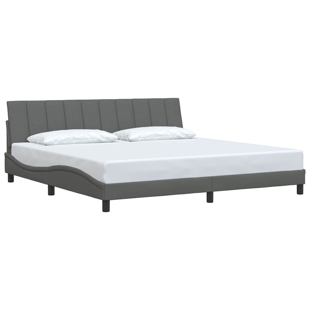 vidaXL Bedframe zonder matras "Hanko" stof donkergrijs 200x200 cm grijs, foto 2