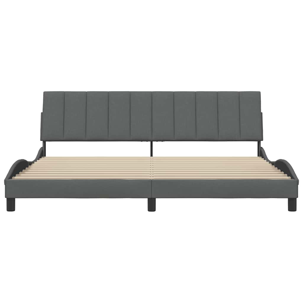 vidaXL Bedframe zonder matras "Hanko" stof donkergrijs 200x200 cm grijs, foto 4